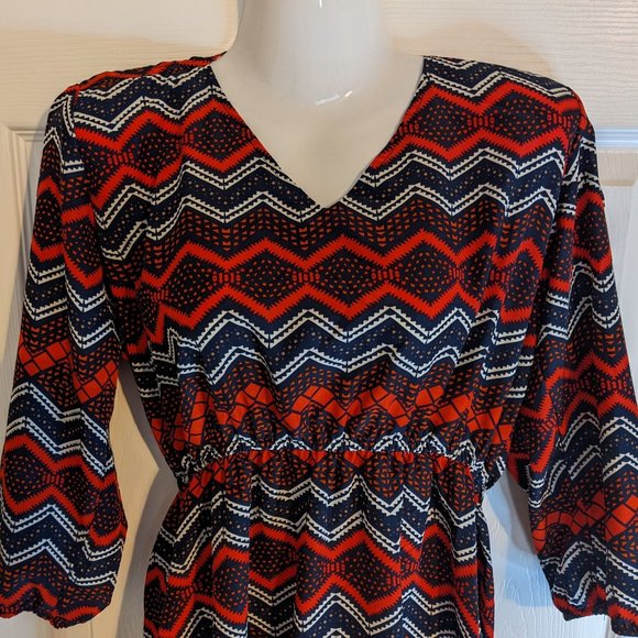 BeBop Geometric Design Dress with Sexy Back Cut-Out & 3/4 Sleeves size L - Picture 11 of 16